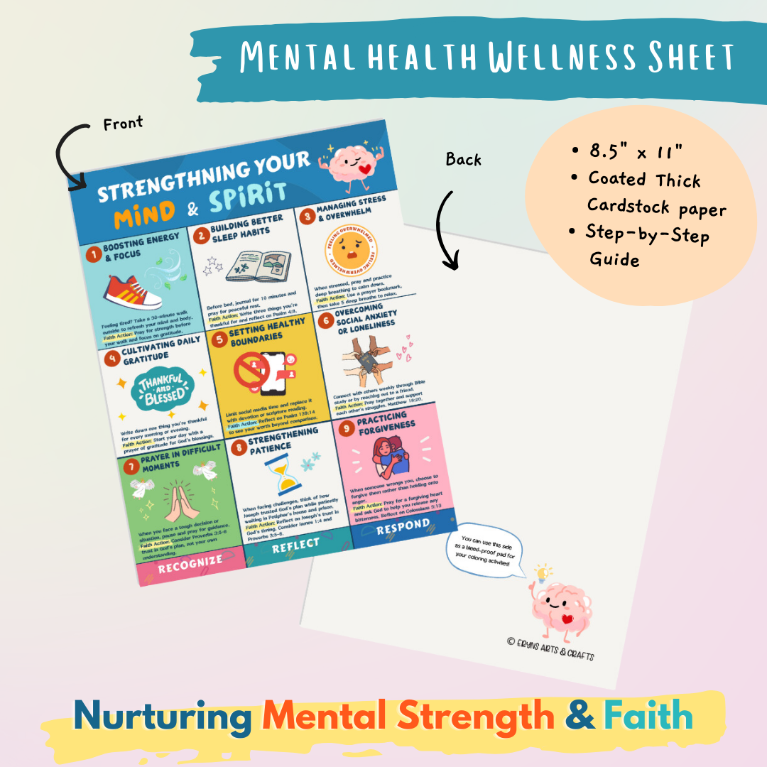 Mental Health & Faith Wellness Sheet (8.5" x 11")