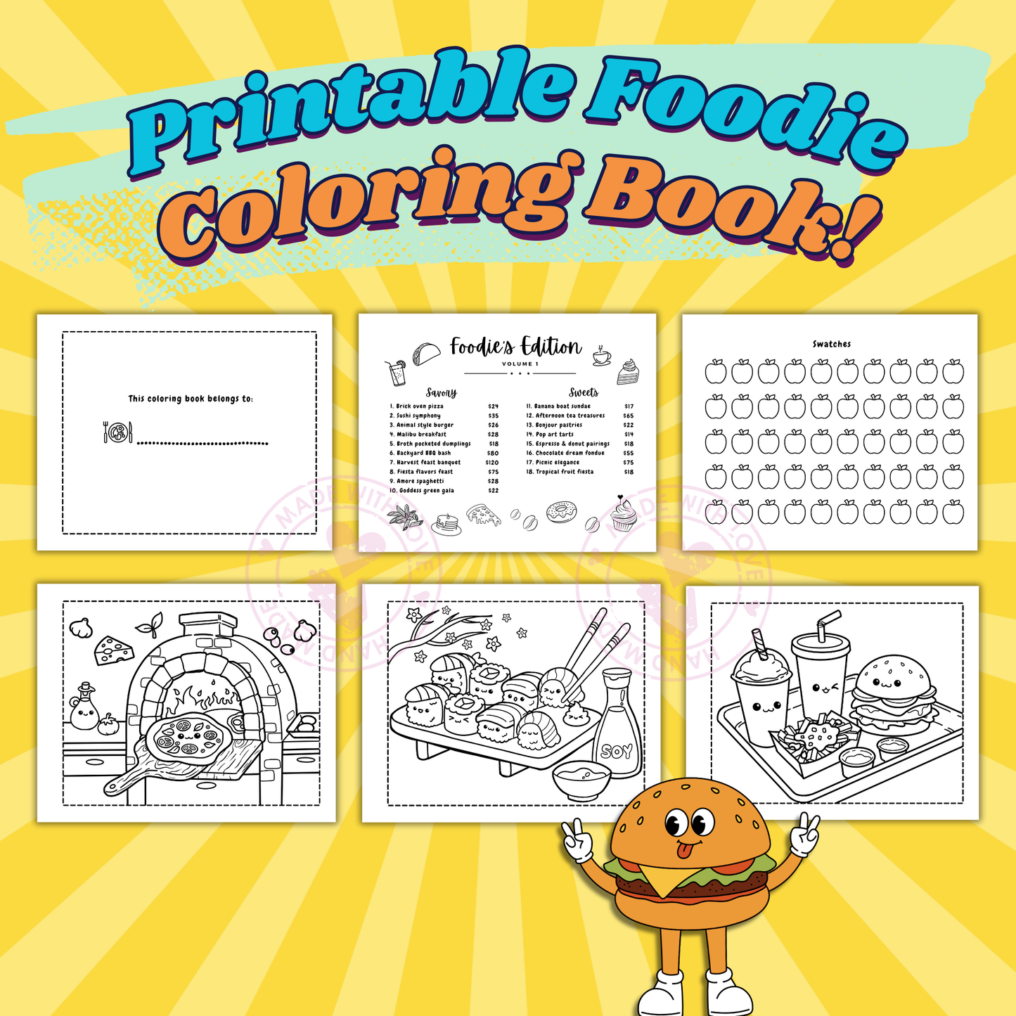 Digital Download- Foodie Coloring Book